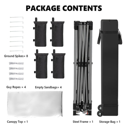 OLIXIS 10x10ft Pop Up Canopy Tent, Heavy Duty 1-Person One Push Setup, Portable Outdoor Shelter for Beach, Events, Camping Includes Rolling Carry Bag, White