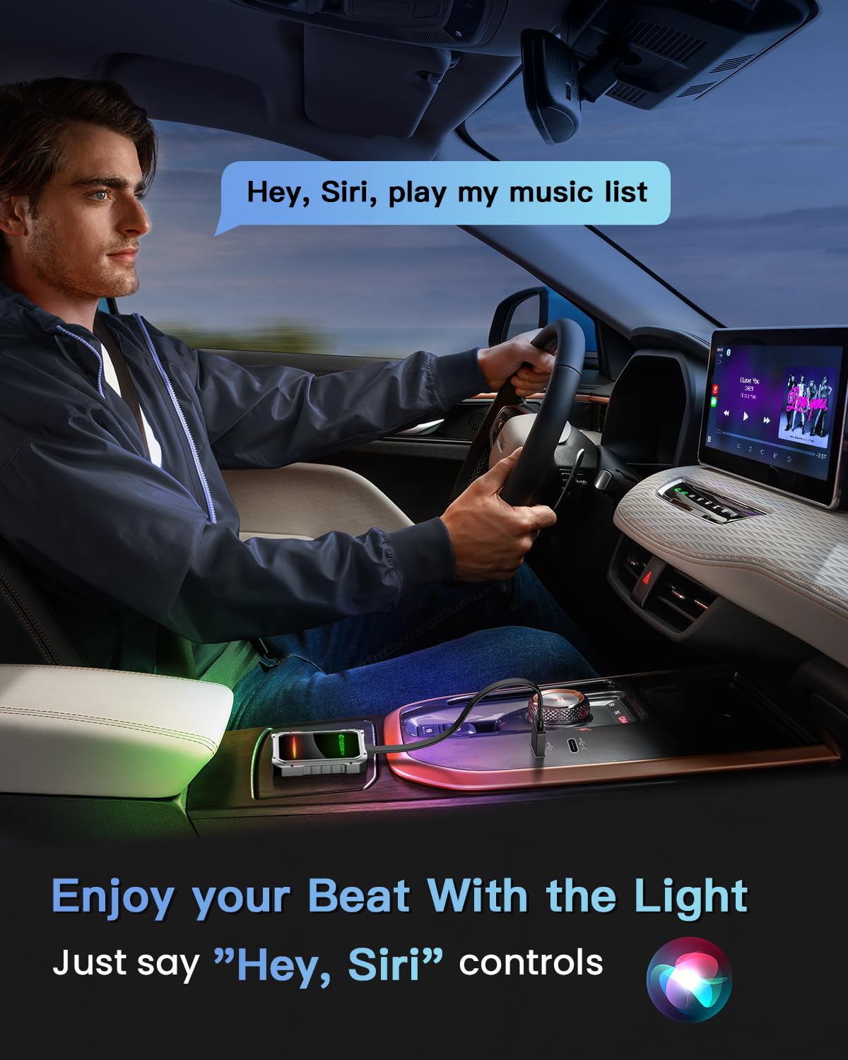 Fahren 2025 Upgraded Wireless CarPlay Adapter for iPhone, Fastest & Stablest 5G WiFi & 5.4 Bluetooth Apple CarPlay Dongle with RGB Light, Compatible with iPhone 8+ & Android Phones, Cars from 2017