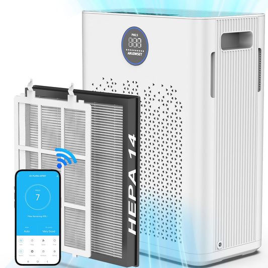 Smart Air Purifier for Home Large Room up to 2800ft², AIRJOWSET WIFI Air Purifiers H14 True HEPA Filters with Washable Pre-filters, 22dB Sleep Mode, Air Cleaner for Pets Dust Odor Smoke Pollen