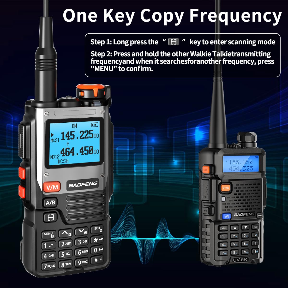 BaoFeng Ham Radio NA-K61 Handheld Long Range Rechargeable Type-C 2600mAh Walkie Talkies for Adults 5RM K5 Two Way Radio with Earpiece,NOAA Weather Receiver,Copy Frequency for Hunting Survival Gear