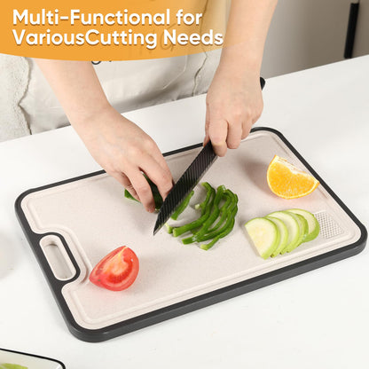 WEVYHFS SPORTS Titanium Cutting Board with Smooth Dual-Sided Surface, GR2 Titanium & Wheat Straw PP, Easy-Clean, Non-Slip, Dishwasher Safe, Large Cutting Board for Fruits, Vegetables & Meat