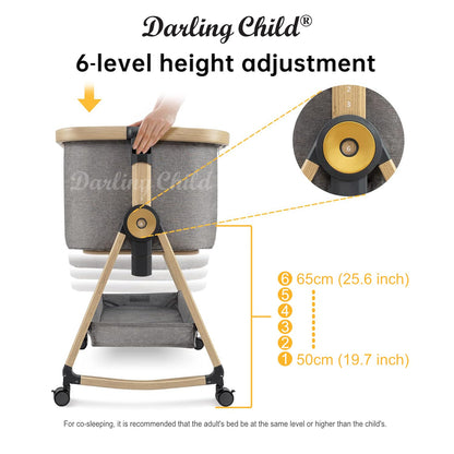 Baby Bassinet with Wheels, Portable Crib for Newborn Baby, 3-in-1 Convertible Cot: Bedside Co-Sleeper in Bed, Rocking Cradle for Baby. Foldable Mini Crib with Wheels, Mattress & Mosquito Net ...
