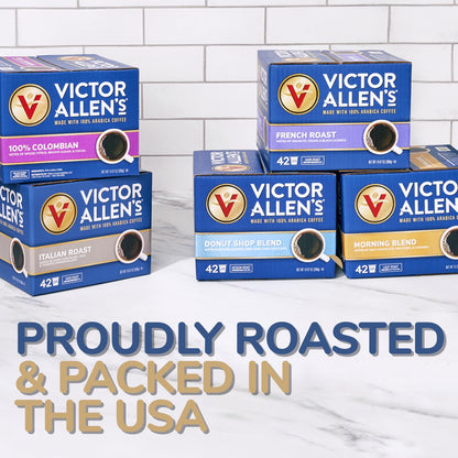 Victor Allen's Coffee Variety Pack (Morning Blend, 100% Colombian, Donut Shop Blend, and French Roast), 42 Count, Single Serve Coffee Pods for Keurig K-Cup Brewers