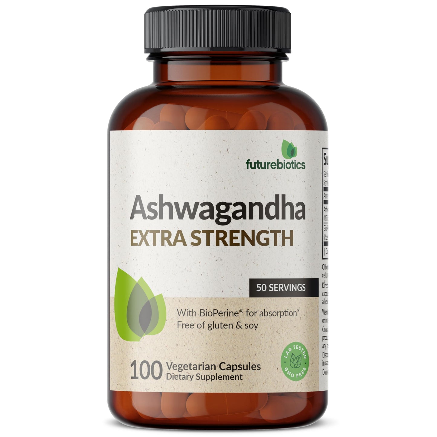 Futurebiotics Ashwagandha Extra Strength Stress & Mood Support with BioPerine - Non GMO Formula, 100 Vegetarian Capsules