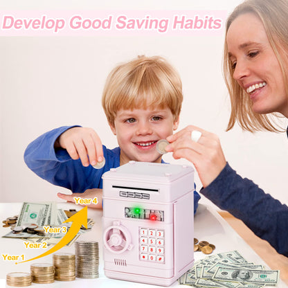 Refasy Banks for Kids,Electronic Piggy Bank ATM Bank for Kids Cash Coin Can Girls Piggy Bank Money Bank for Children Kids Safe Money Saving Box Gifts Coin Bank for Boys Girls