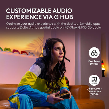 Logitech G Astro A50 Omni-Platform Wireless Gaming Headset + Base Station for PS5, Xbox, PC: PLAYSYNC Audio Switcher, <16 bit/48kHz (Console), <24 bit/48 kHz (PC), 24hr Battery, 2.4GHz & BT - White