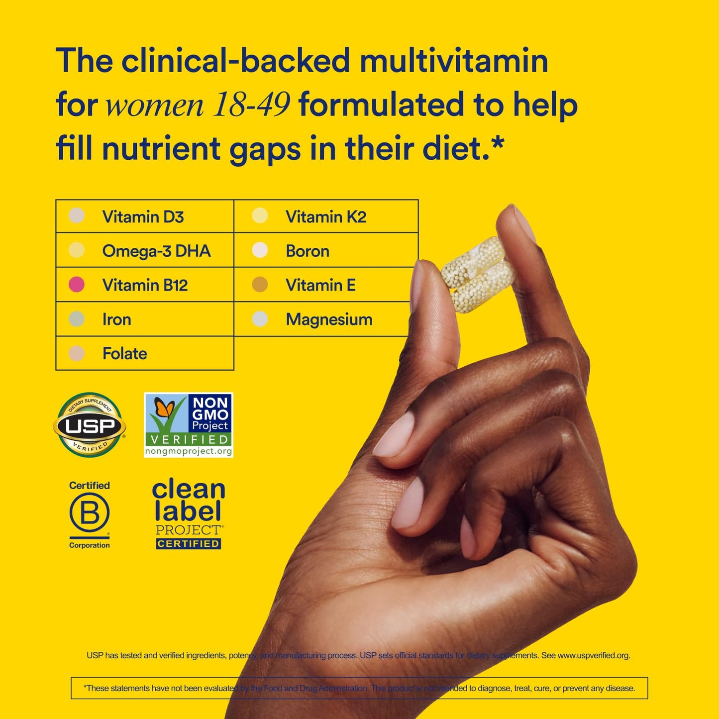 Ritual Multivitamin for Women 18+ with Vitamin D3 for Immune Support*, Vegan Omega 3 DHA, B12, Iron, Gluten Free, Non GMO, USP Verified, 30 Day Supply, 60 Capsules