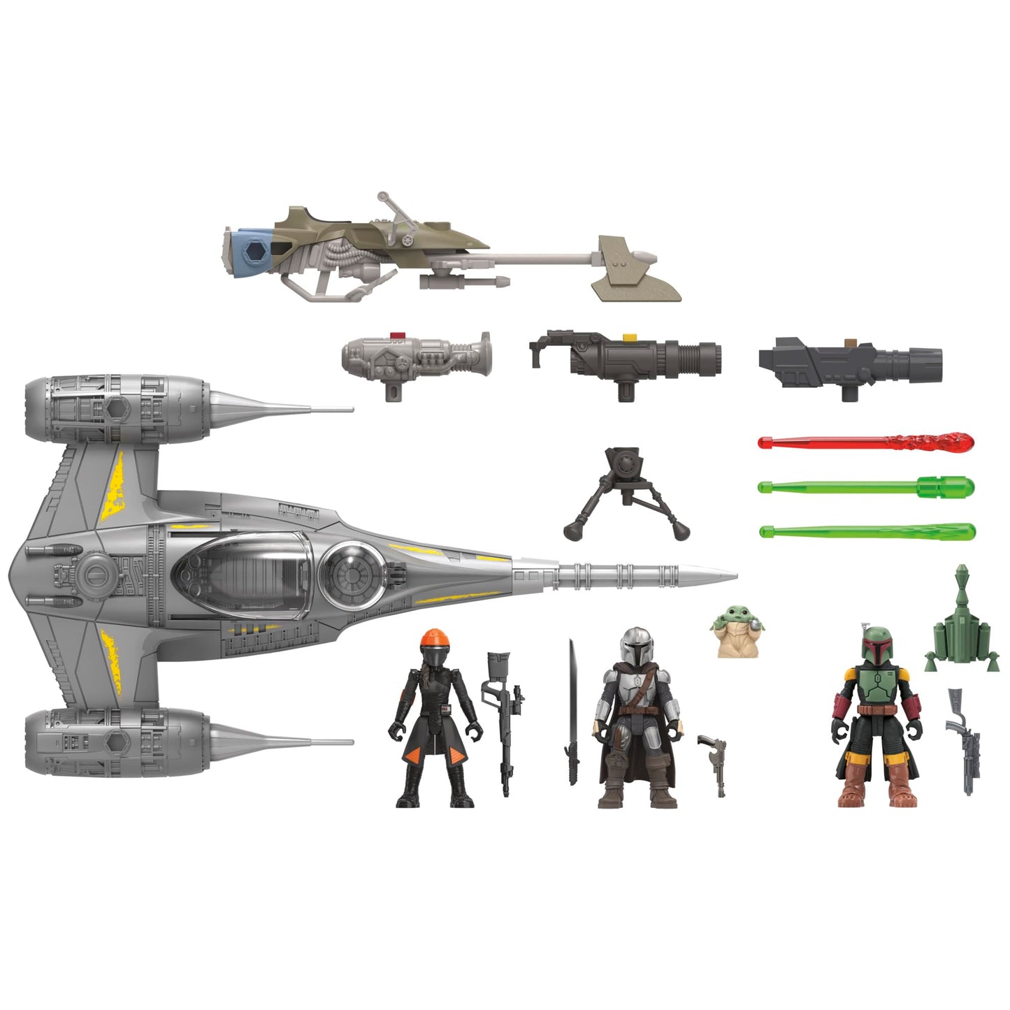 STAR WARS Mission Fleet Mando's N-1 Starfighter, 2.5-Inch Scale Mandalorian Action Figure Set, Toys for 4 Year Old Boys & Girls (Amazon Exclusive)