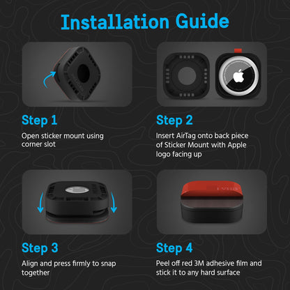 Pelican Protector 1-Pack AirTag Holder - Air Tag Case with 3M Adhesive Sticker - Rugged Shockproof AirTag Cover - Hidden Air Tag Holder Stick On Mount for Travel Luggage Bike Car Remote - Black