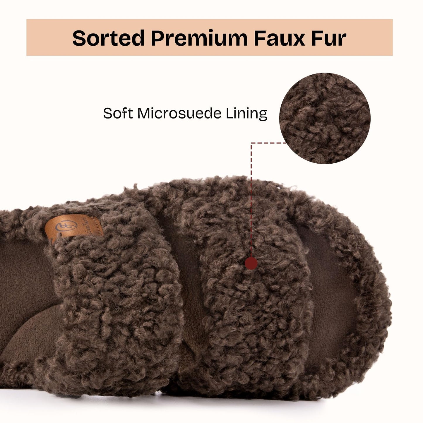 EverFoams Womens Fuzzy Open-toe Slippers Soft Comfy Memory Foam Indoor House Shoes Elegant Mocha, 7-8 US