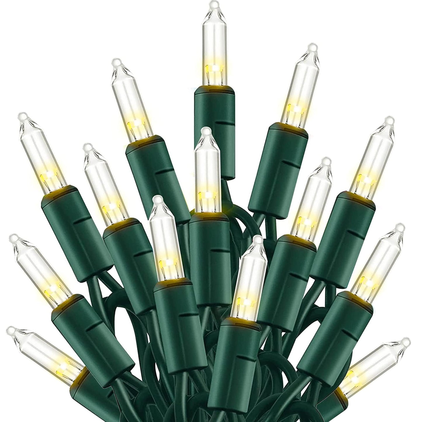 TW SHINE Warm White Christmas Lights Outdoor, 20FT 100 Count Incandescent Christmas Light Indoor, Waterproof Christmas Tree String Lights for Xmas Decorations