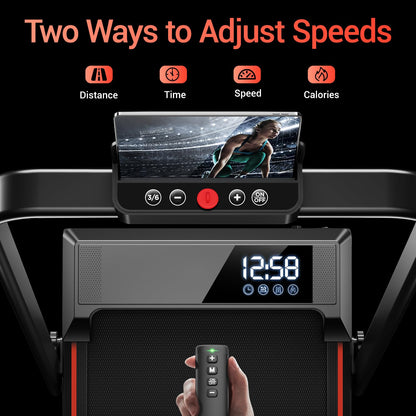 12% Incline Walking Pad Treadmills for Home and Office, 3-in-1 Folding Treadmill, Portable Under Desk Treadmill with 2.5 HP Quiet Brushless, 300 LBS Capacity