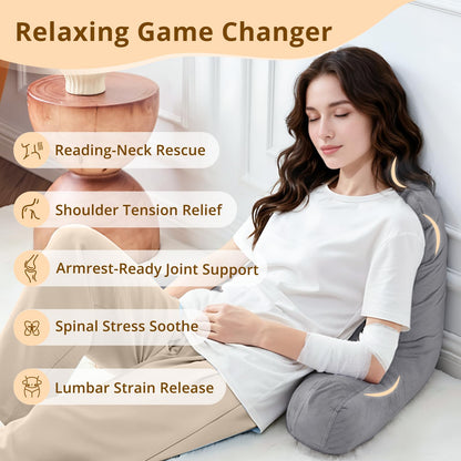 Sasttie Reading Pillows for Sitting in Bed Adult, Velvet Back Pillow Bed Sitting Up, Back-Rest Support Cushion for Sit Up on Couch, Sofa, and Floor, Dorm Essentials, Oeko-Tex Certified, Dark Grey