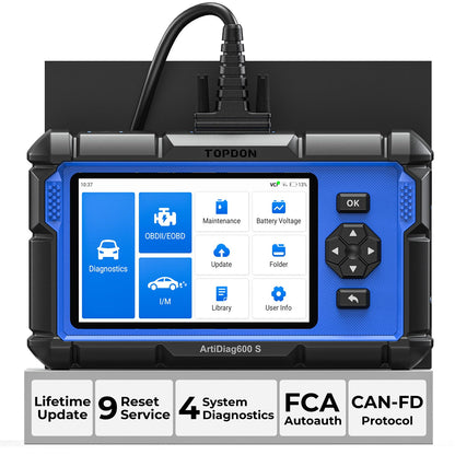 OBD2 Scanner TOPDON AD600S Scan Tool, Code Reader, Diagnostics Scanner for ABS/SRS/AT/Engine, 9 Reset Services, Oil/Brake/BMS/SAS/DPF/TPMS/ETS Reset/ABS Bleeding/Injector Coding, Free Lifetime Upgrade