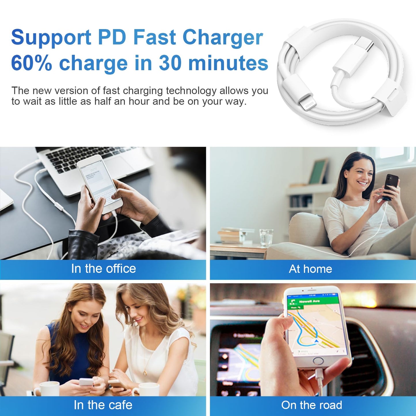 iPhone 14 13 12 Charger Fast Charging 20W PD USB C Wall Charger with 6FT Fast Charging Cable Compatible iPhone 14/13/12/11/Pro/Pro Max/Mini/Xs Max/XR/X, iPad