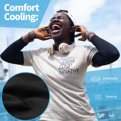 YESLIFE 2 Pairs UV Sun Protection Arm Sleeves for Men & Women - Tattoo Cover Up - UPF 50 Cooling Sports Sleeve for Basketball Golf Hiking (White & Black)