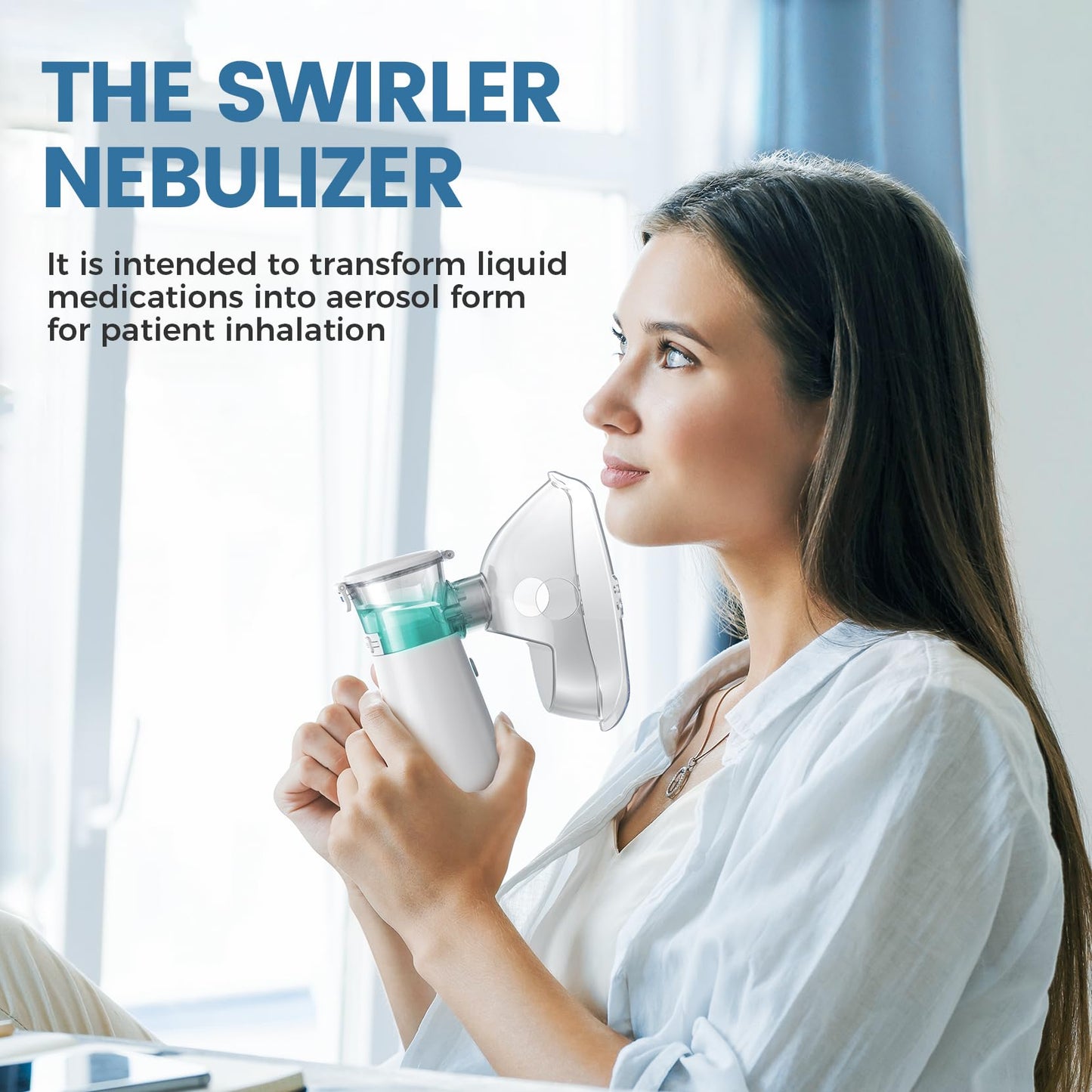 Compact Portable Nebulizer, Mesh Nebulizer, Auto-Cleaning Handheld Nebulizer, Two Ways to Use for Adults and Children with Respiratory Problems, for Home, Office, Outdoor