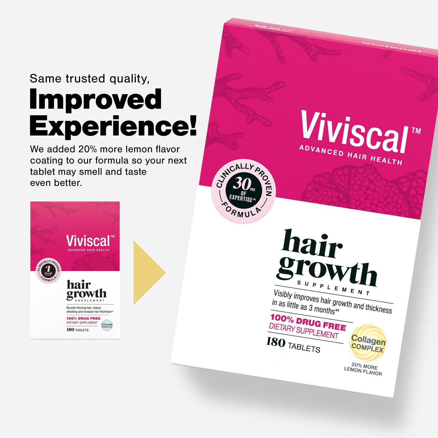 Viviscal Hair Growth Supplements for Women, Thicker Fuller Hair Support for Thinning Hair and Hair Loss, with Biotin and Marine Collagen, Drug-Free, 180 Tablets, 90-Day Supply