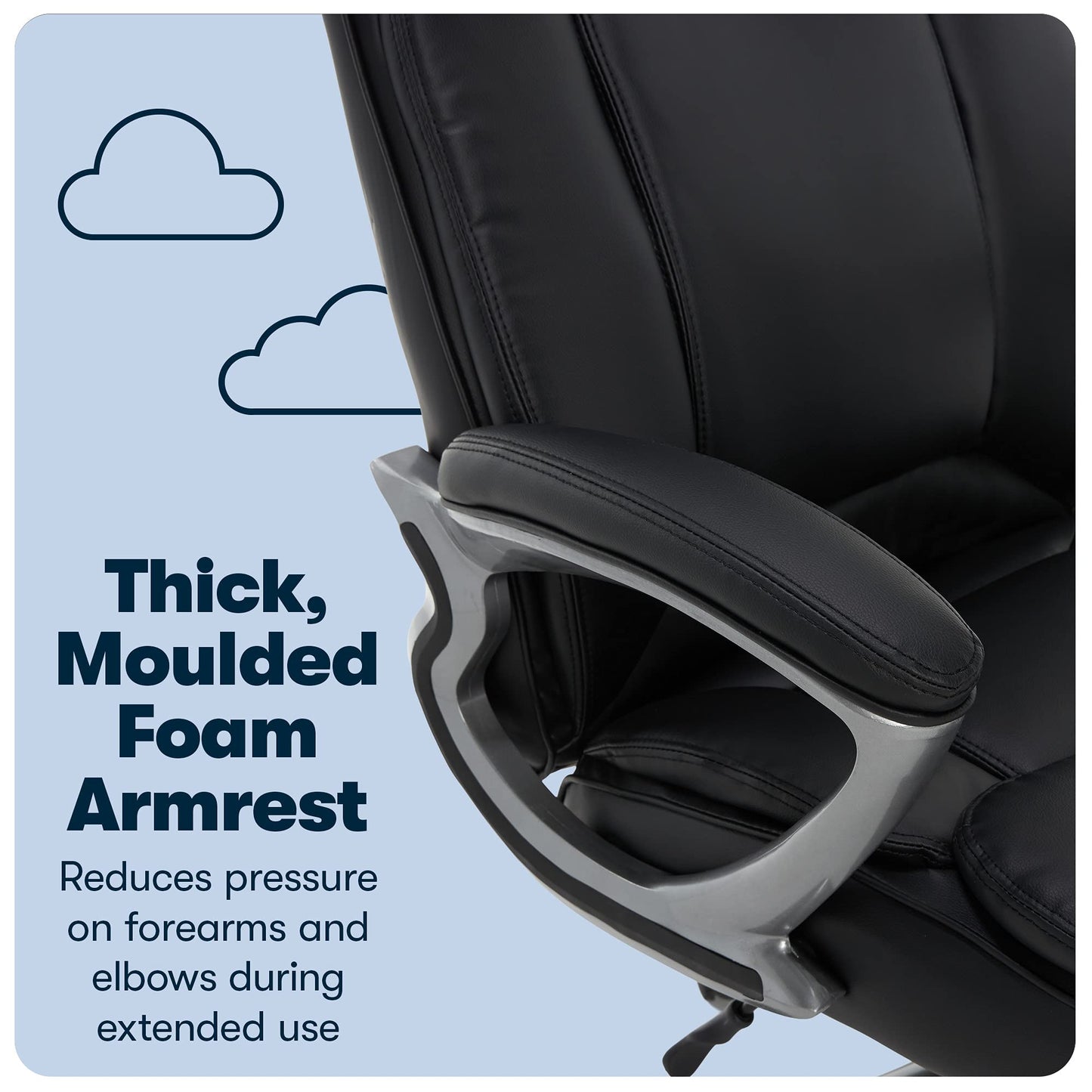 Serta Fairbanks Big and Tall High Back Executive Office Ergonomic Gaming Computer Chair with Layered Body Pillows, Contoured Lumbar Zone, Black