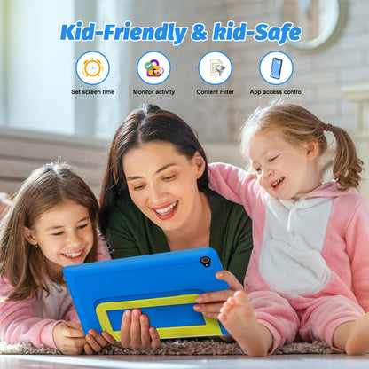 URAO Kids Tablet, Android 14 Tablet for Kids 10 inch Octa-Core with Case, 64GB 1TB TF Card Expandable for Toddler Children, Parental Control, Dual Camera, WiFi,Gift