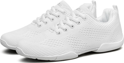 BAXINIER Girls White Cheerleading Shoes Lightweight Youth Cheer Competition Sneakers Kid Training Dance Tennis Shoes - White 3 Big Kid