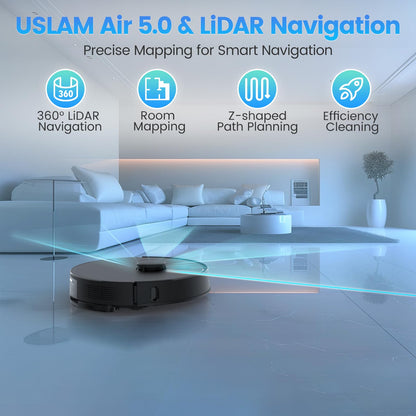 Robot Vacuum and Mop Combo, Self-Emptying, 60-Day Capacity, Schedule, 180mins Runtime, Home Mapping, Wi-Fi/App/Alexa/Remote, Robotic Vacuum Cleaner for Pet, Hard Floors, Carpet