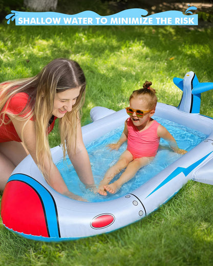 Kiddie Pool for Toddlers, Splash Pad for Kids Ages 4-8, 68" Inflatable 3-in-1 Swimming Pool for Kids, Backyard and Outside Sprinkler Play Mat Wading Pool for 3 4 5 6 Year Old Kids