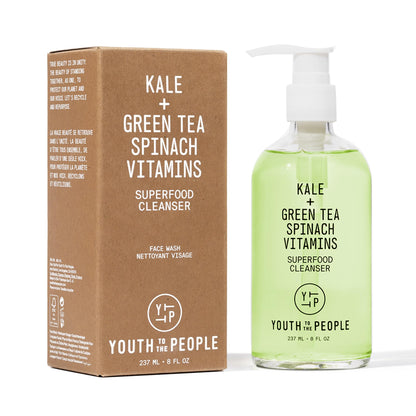 Youth To The People Facial Cleanser - Kale and Green Tea Cleanser - Gentle Face Wash, Makeup Remover + Pore Minimizer for All Skin Types - Vegan (8oz)