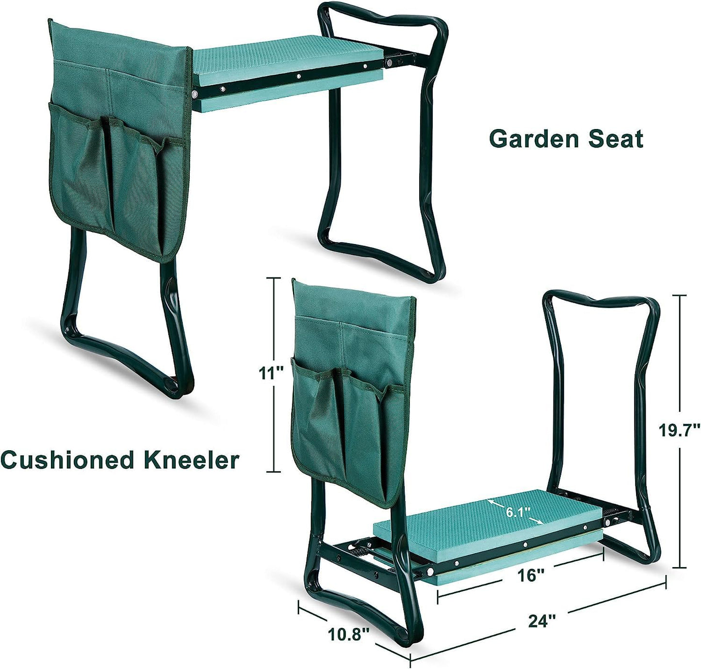 SUPER DEAL Newest Folding Garden Kneeler and Seat with Free Tool Pouches - EVA Foam Pad Protects Your Knees - Sturdy and Lightweight