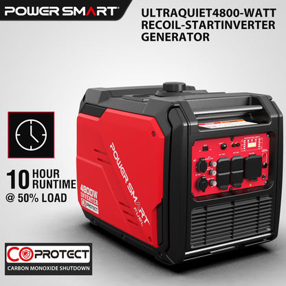 PowerSmart 4800-Watt Portable Inverter Generator with Wheels Handle Kit, CO Sensor, Quiet, RV-Ready, HB5046C