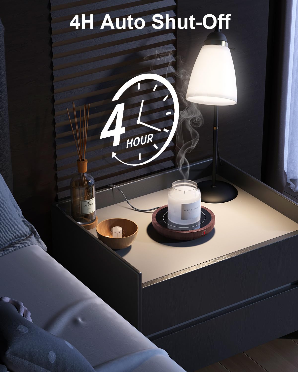 SWEETFULL Coffee Mug Warmer, 36W Electric Cup Warmer for Desk with 3-Temp Settings Advanced Temperature-Controlled Heating Coffee Gifts Accessories for Women Men Milk, Tea, Candle - Wood