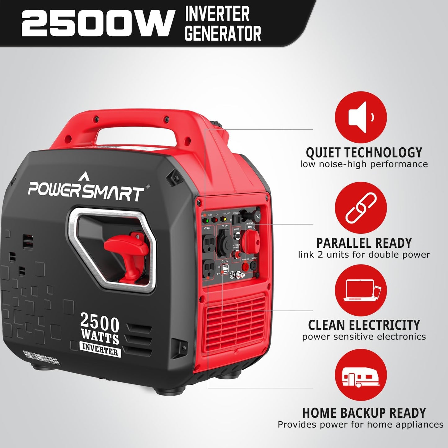 2500-Watt Portable Inverter Generator with Quiet Technology