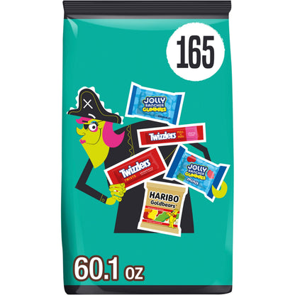 HARIBO, JOLLY RANCHER and TWIZZLERS Assorted Fruit Flavored, Halloween Candy Bulk Bag, 60.1 oz (165 Pieces)