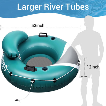 River Tubes for Floating Heavy Duty, Pool Float Adult, 53" Inflatable Float Tube for Beach Lake Rafting, River Floats with Mesh Bottom
