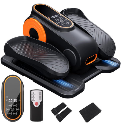 Under Desk Elliptical Machine, Morelax Ellipse Leg Exerciser for Seniors Fully Assembled, Quiet & Portable Electric Seated Pedal Exerciser with Remote Control & 12 Adjustable Speeds (Orange)