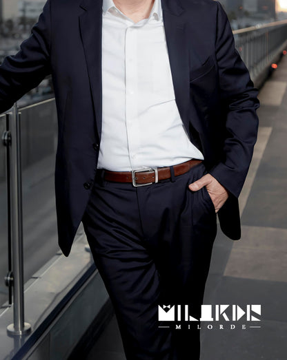 MILORDE Men’s Reversible Leather Belt for Casual Golf Dress Pants Shirts, Double Style - 2 Sides (Black/Brown - M901-38)