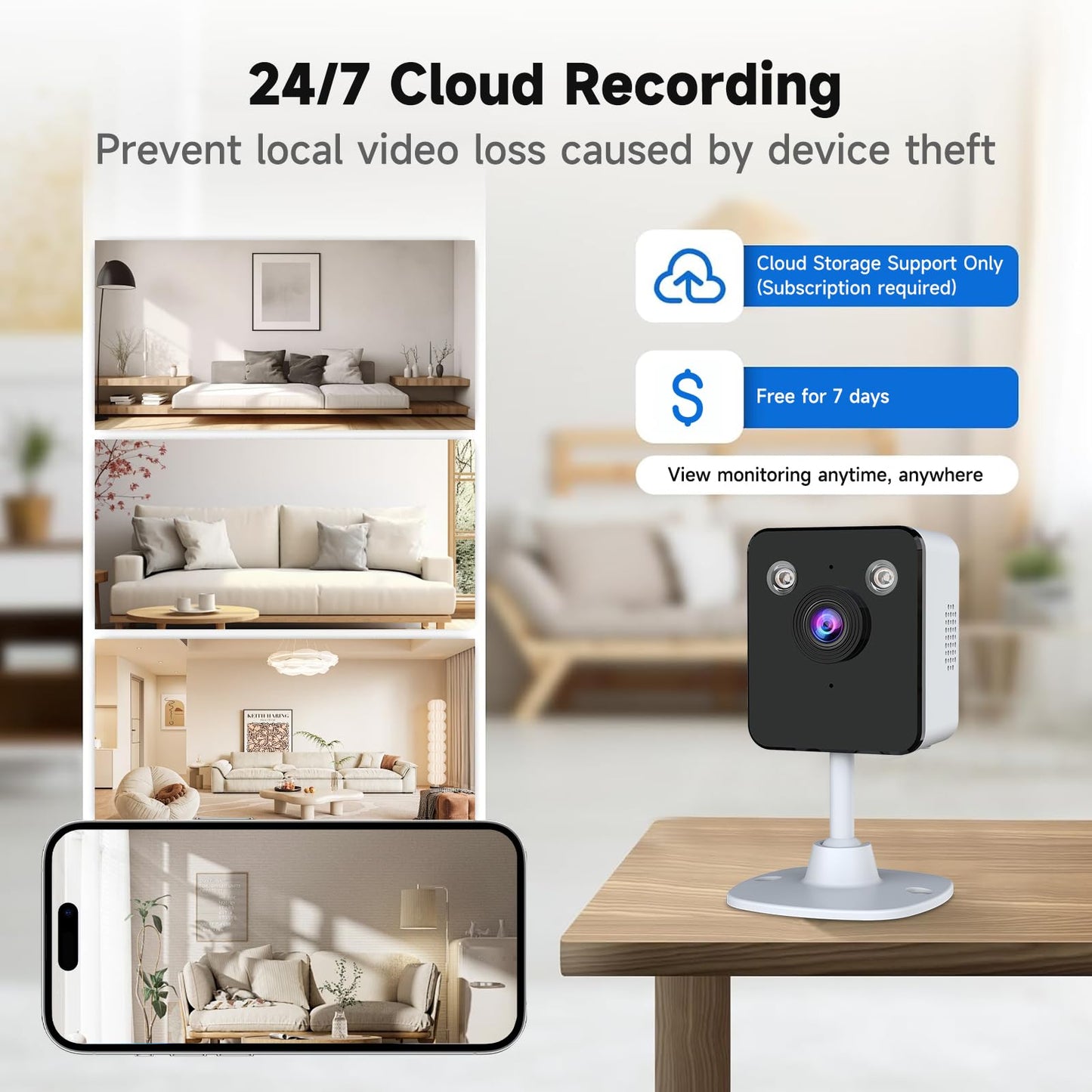 JAIOTlink 2K Cameras for Home Security Indoor, 2.4 & 5Ghz WiFi Baby & Pet Monitor with App, Night Vision, Motion Detection, Two-Way Audio, Smartphone Control Inside Cameras for House
