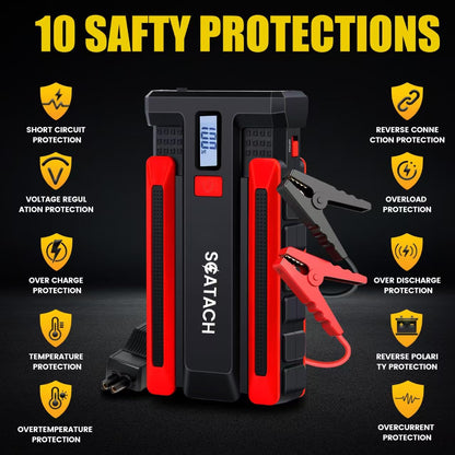 Scatach 002 4000A Car Battery Jump Starter,12V Jump Starter Battery Pack (up to 10.0L Gasoline and 8.0L Diesel Engine), Portable Jump Box with LED Display, 3 Modes Flashlight and Jumper Cable