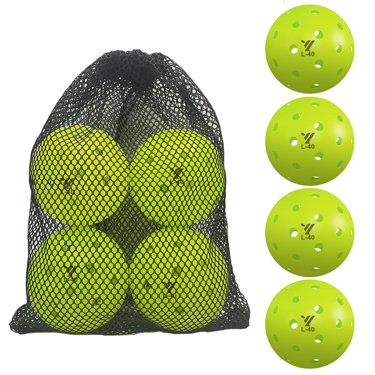 LEEKEY Pickleball Balls- 40 Hole Outdoor Pickleballs,4/12 Pack Pickleballs Set with Mesh Bag, High Bounce & Durable Pickle Balls,Pickleball Accessories,Sports Gift (4PCS)