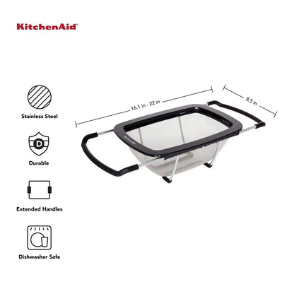 KitchenAid Expandable Stainless Steel Colander, One size, Black