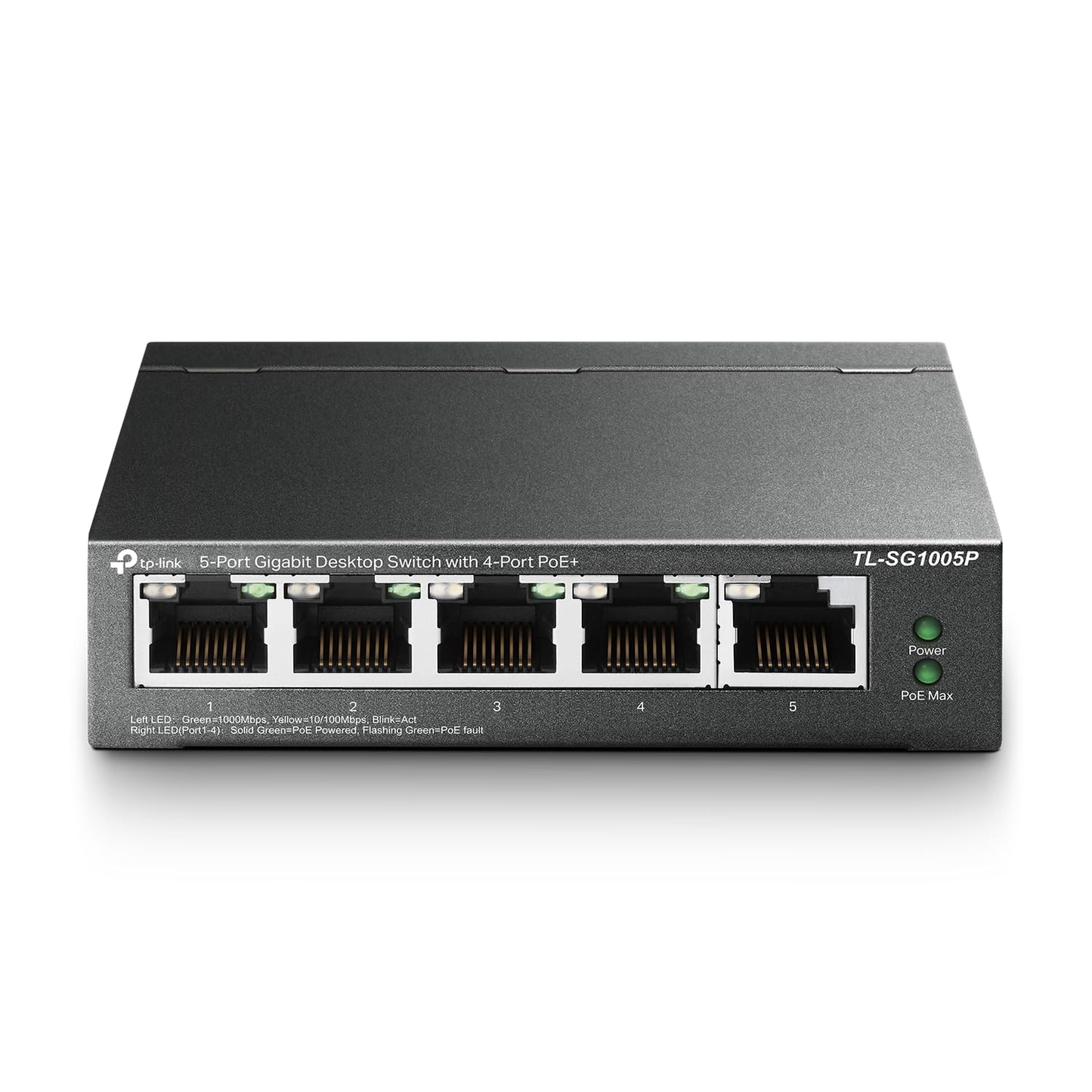 TP-Link TL-SG1005P, 5 Port Gigabit PoE Switch, 4 PoE+ Ports @65W, Desktop, Plug & Play, Sturdy Metal w/ Shielded Ports, Fanless, QoS & IGMP Snooping