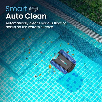 Betta SE Solar Powered Automatic Robotic Pool Skimmer Cleaner with 30-Hour Continuous Cleaning Battery Power and Re-engineered Twin Salt Chlorine Tolerant Motors (Blue)