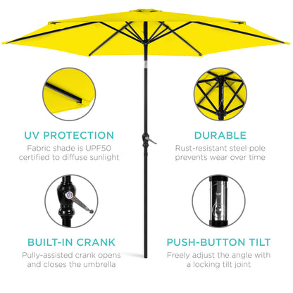 Best Choice Products 10ft Outdoor Table Compatible Steel Polyester Market Patio Umbrella w/Crank and Easy Push Button Tilt - Yellow