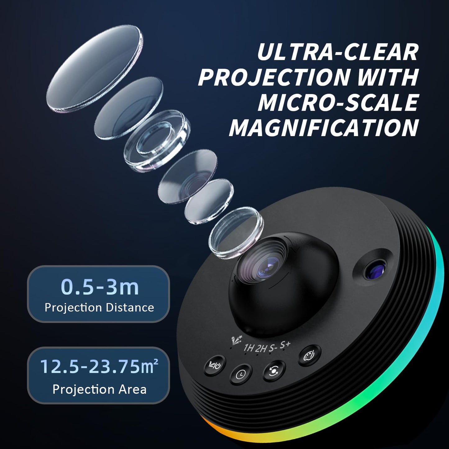 Ainael Galaxy Projector, Star Projector Home Planetarium Space Ceiling Starry Sky Night Light with Light Strip, Meteor and Galaxy Projector for Kid Adult Bedroom Christmas Gift (Black)