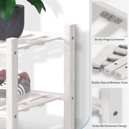 Haddockway Long 2 Tier Bamboo Shoe Rack Storage Organizer, Multifunctional Free Standing Stackable Shoe Shelf with Grid Panel for Closet,Hallway,Entryway,Small Space 34.2"x11"x13"
