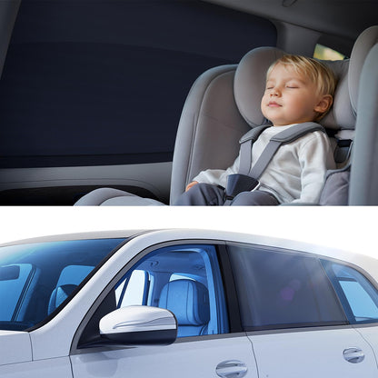 Nmoiss [2025 Upgraded] Car Window Shades for Baby[Ice Crystal Cooling Layer](2 Pack) UV-Blocker Cling Sun Shade 99% UV Protection Fit SUV/Sedan/Minivan | Roll Windows Down, Privacy Safe Medium