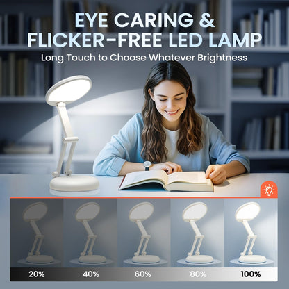 One Fire Desk Lamp for College Dorm Room,Dimmable Battery Powered Lights,3600mAh Rechargeable Wireless&Cordless Table Lamp,Small Mini Lamp&Portable Light for Dorm,Bed,Reading,Craft,Home,Office,Nail