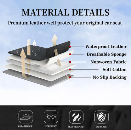 Coverado Car Seat Cover Full Set, Gray Seat Covers Front Seats Back Seat Covers, Nappa Leather Waterproof, Car Seat Cushion, Car Seat Protector Universal Fit Most Cars