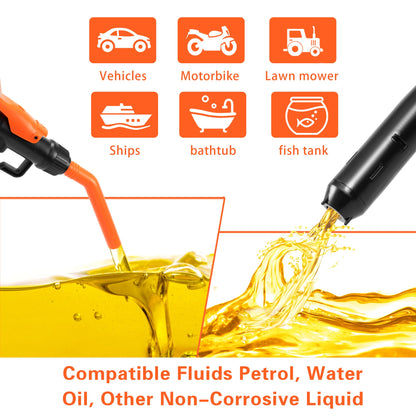 BOLCOWE Portable Power Battery Pump, Battery Powered Siphon Fuel Transfer Pump, Transfer Pump for Gasoline, Fuel Oil, Diesel, Water, Battery Fuel Transfer Pump suitable for Garages and Shops (Orange)
