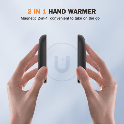 Hand Warmers Magnetic 2 Pack Rechargeable Full Warmer Aluminum Body Instant Heating, 8 Hrs Long Warmer, 5,000 mAh Pocket Size Electric Warmer Reusable for Outdoor, Indoor, Camping Gift for Man Women